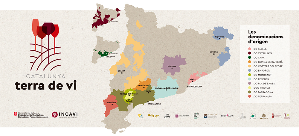 Mapa de les denominacions d'origen catalanes